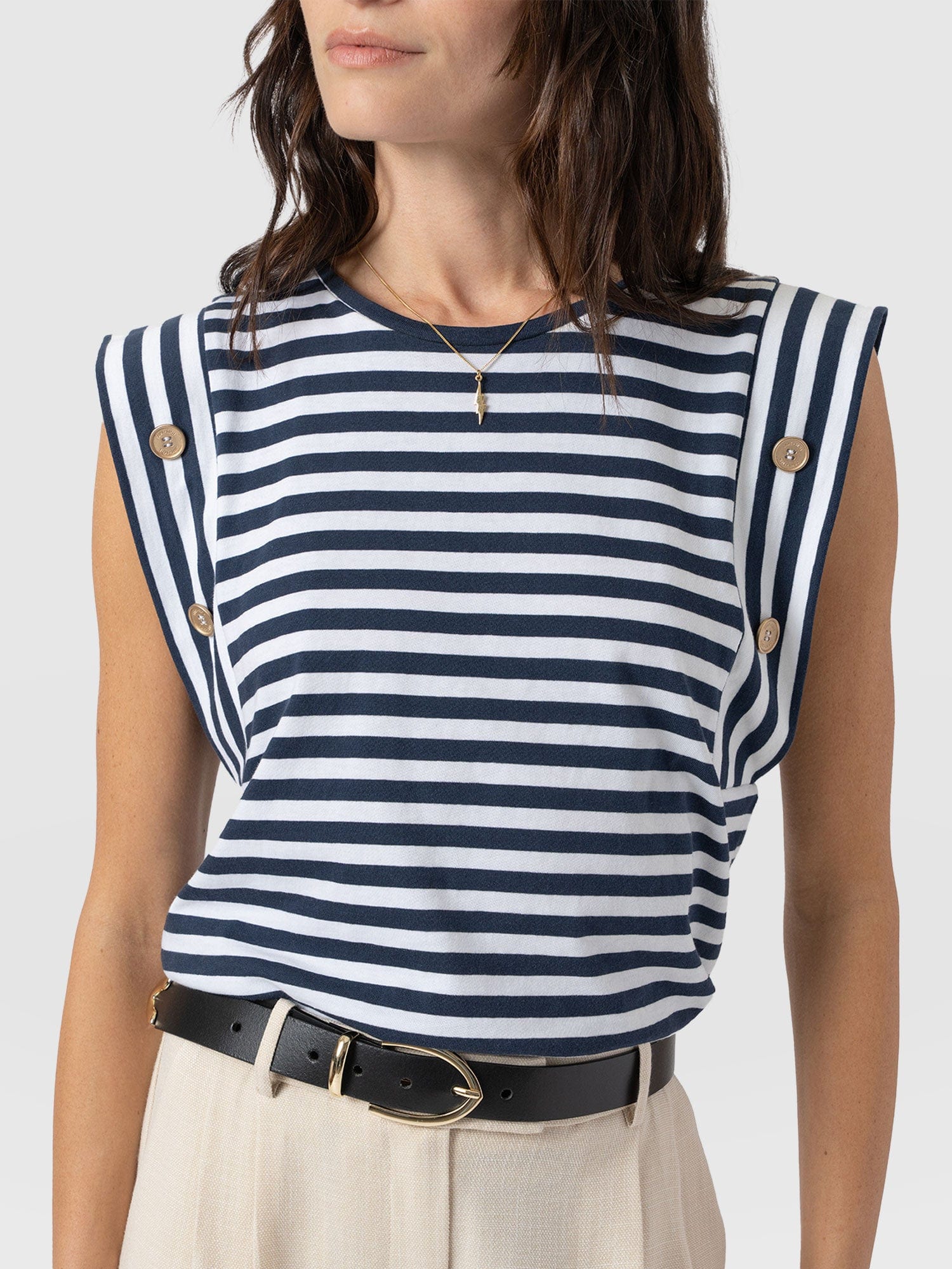 Rowan Tee Navy Stripe - Women's T-Shirts | Saint + Sofia® USA